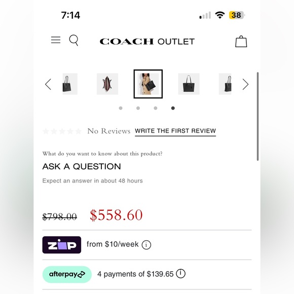 Coach Mollie Tote In Signature Canvas Bag - Picture 3 of 4